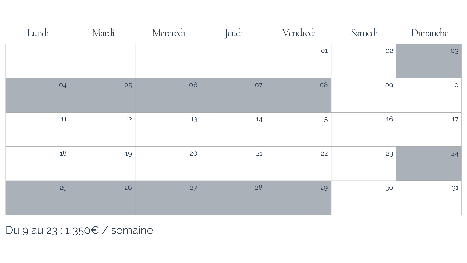Disponibilités et tarifs mai de la villa 4 chambres
